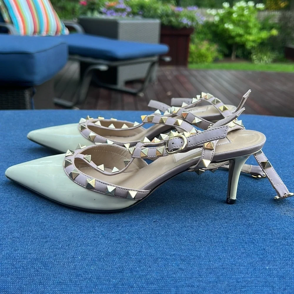 Rockstud Caged 65 Leather Ankle Strap Pump - Picture 7 of 12